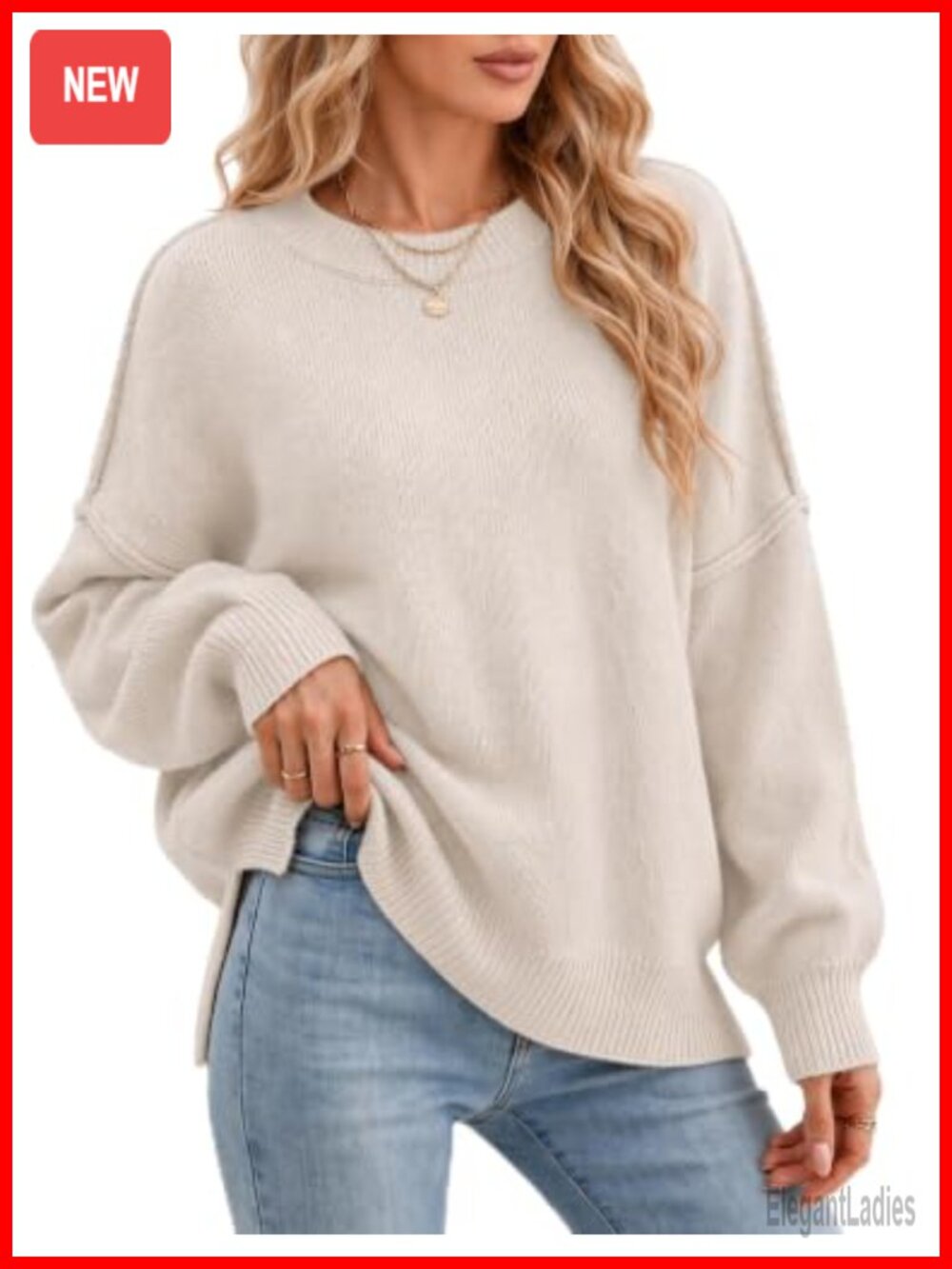 Oversized Batwing Sweater Pullover Knit Tops Acrylic Polyamide